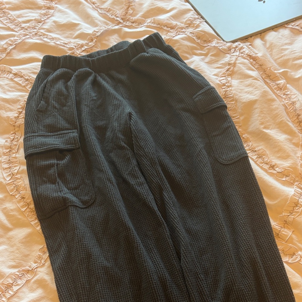 Charcoal Waffle Cargo Lounge Pants